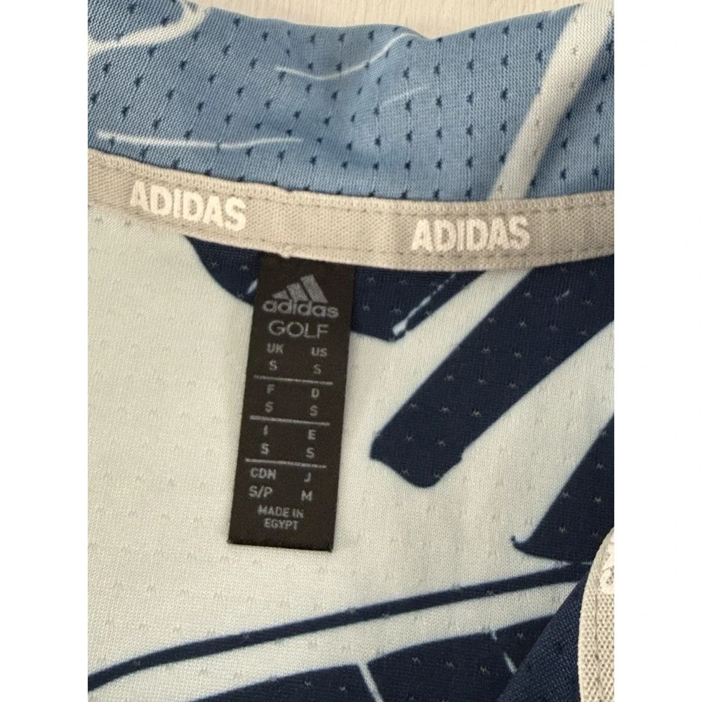Adidas Golf Palm Leaf Mesh Polo Shirt Mens Small ADVR0842 Blue Lightweight Cool